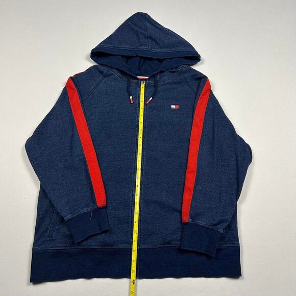 Vintage Tommy Hilfiger Navy and Red Zip Up Hoodie - Picture 5 of 6